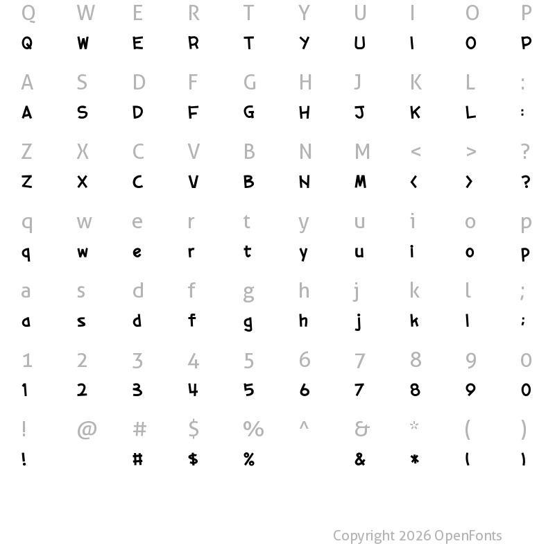 Character Map of 01tama Regular
