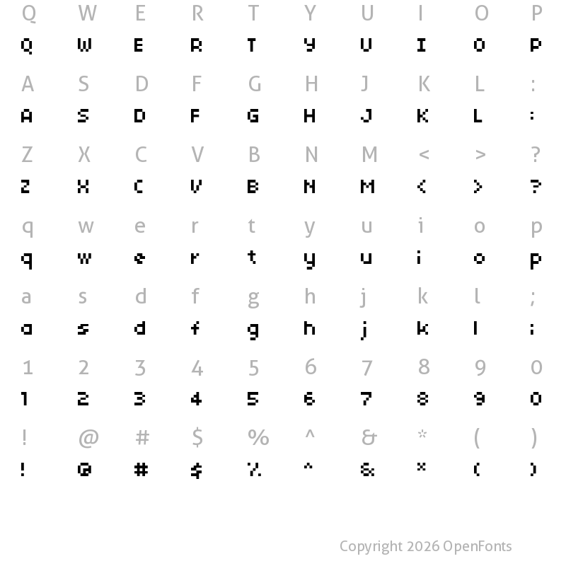 Character Map of 04b03 Regular