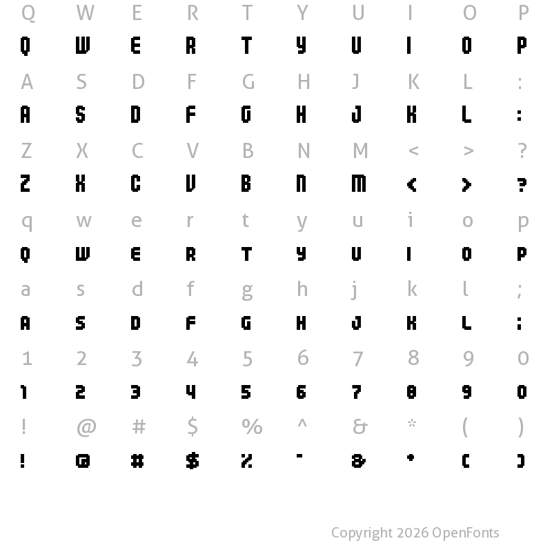 Character Map of 04b_25 Regular