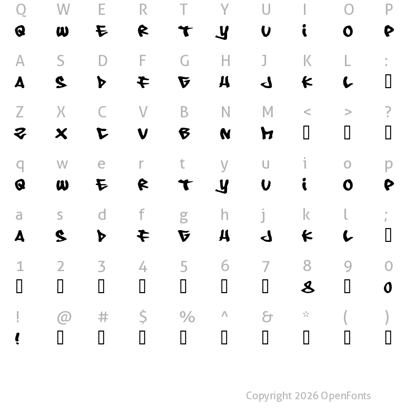 Character Map of 08 Underground Regular