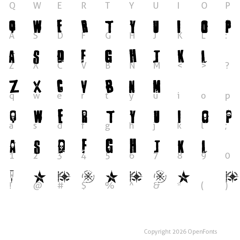 Character Map of 1 Punk Regular