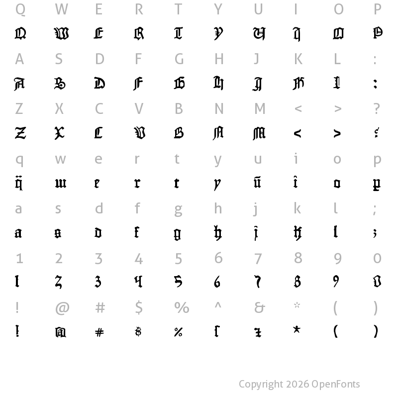 Character Map of 1454 Gutenberg Bibel Regular