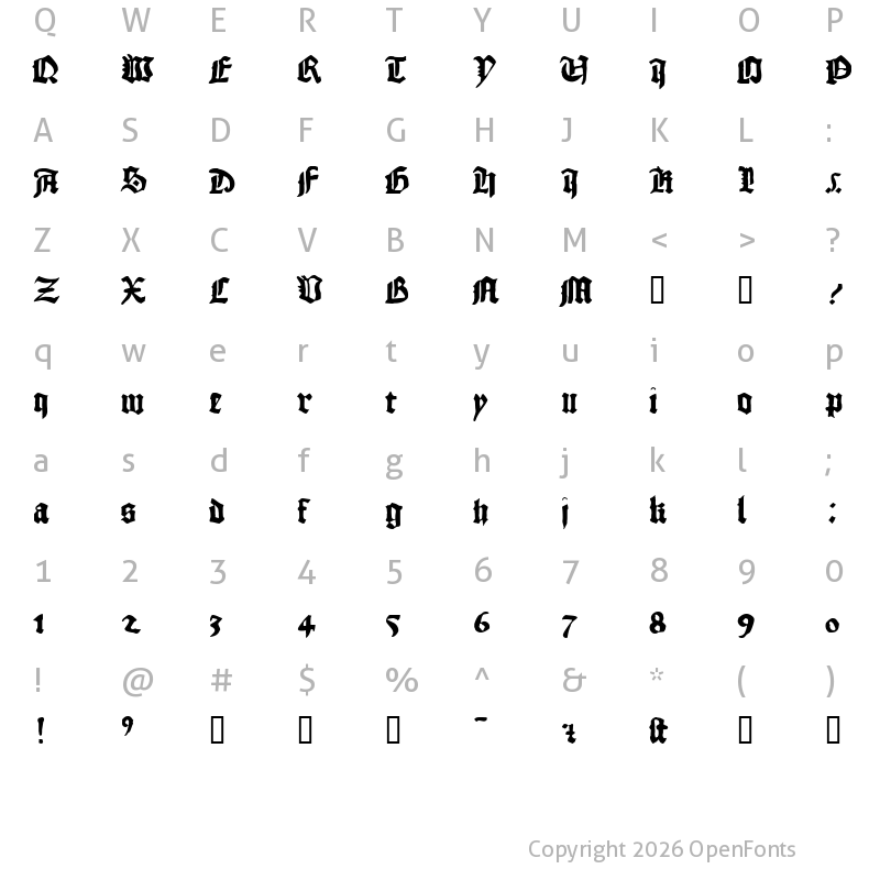 Character Map of 1456Gutenberg Bold