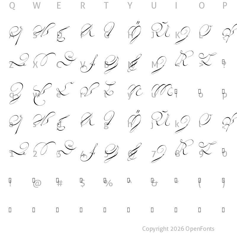 Character Map of 18th Century Initials Regular
