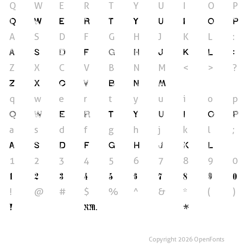 Character Map of 1938 STeMPEL Regular