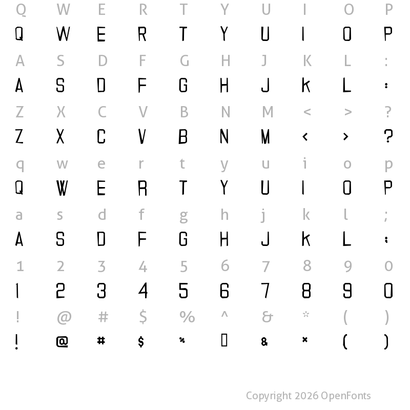 Character Map of 20.000 dollar bail Regular