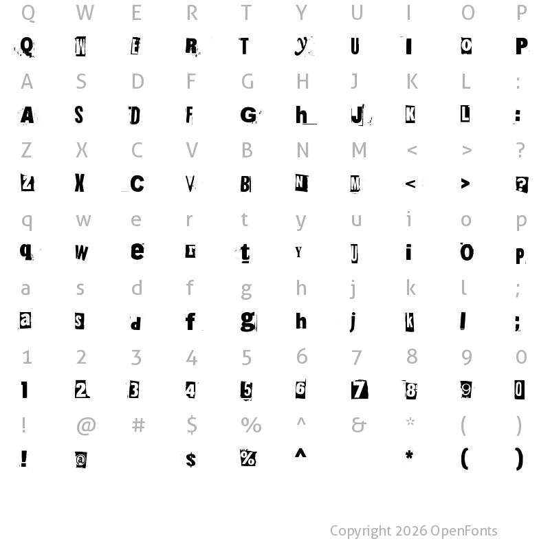Character Map of 215000E Regular