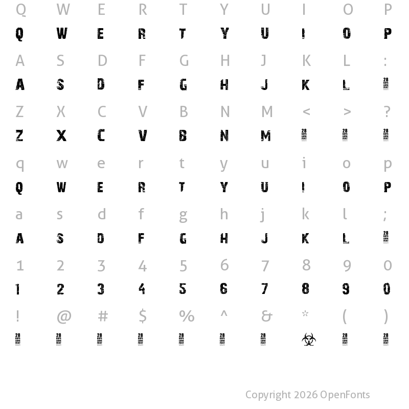 Character Map of 28 Days Later Regular