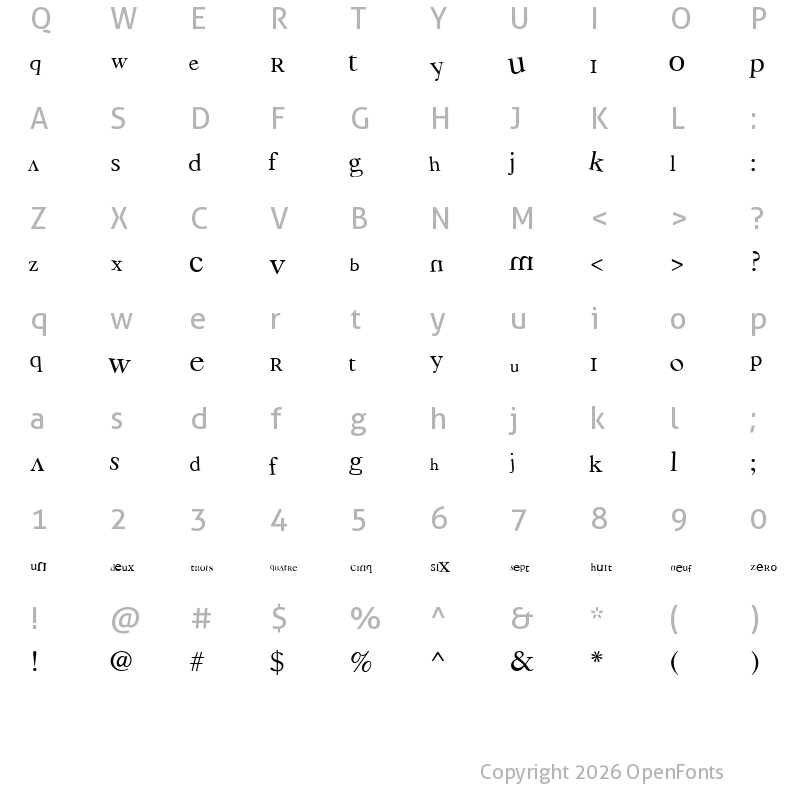 Character Map of 3 grammes 5 Regular