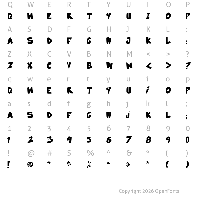 Character Map of 30 Pack Girl Bold