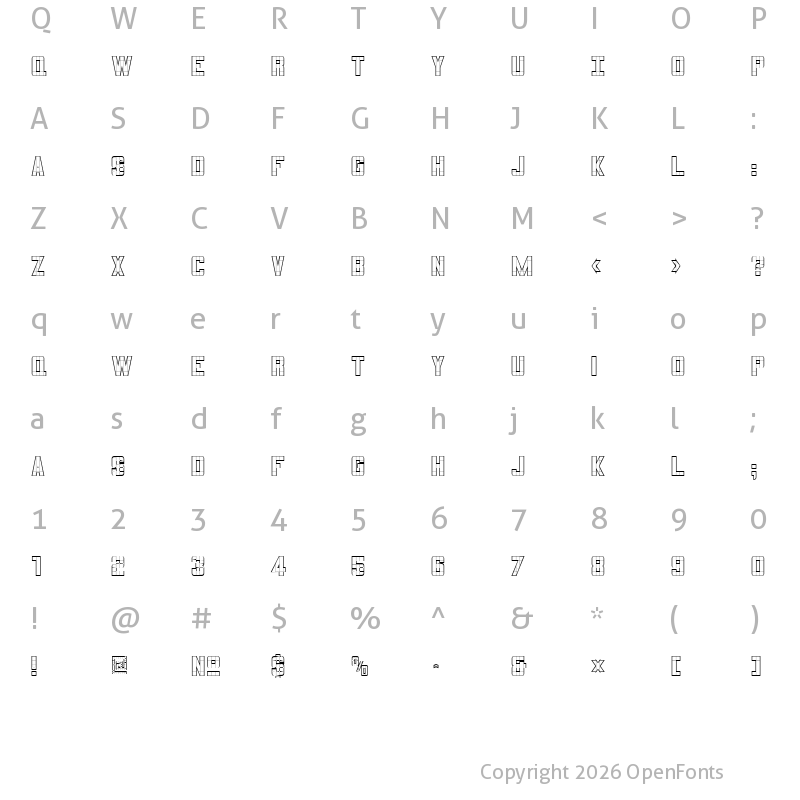 Character Map of 3x5 Outline
