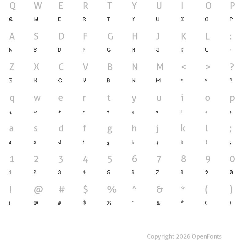 Character Map of 5 Cent Game Regular