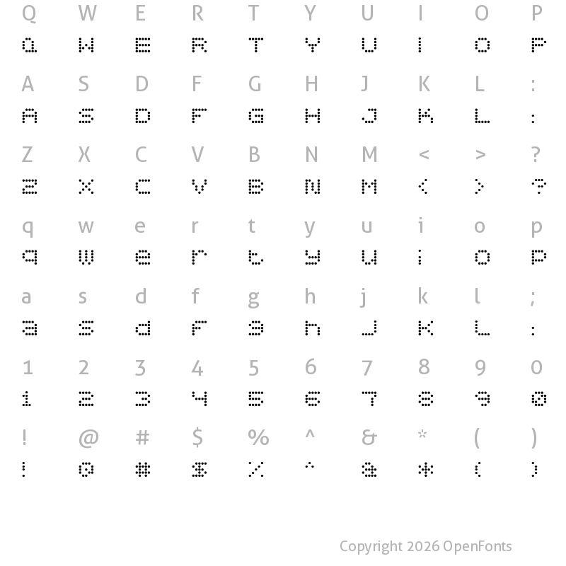 Character Map of 5x5 Dots Regular