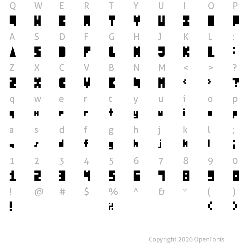 Character Map of 8-bit Block Party bitBlockParty