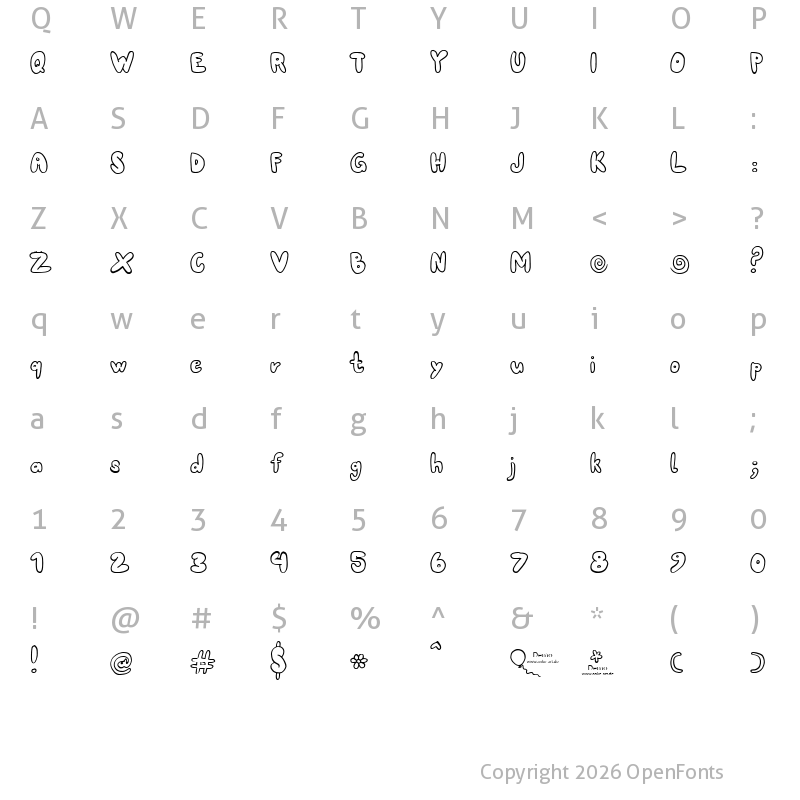 Character Map of 80er Teenie Demo Regular
