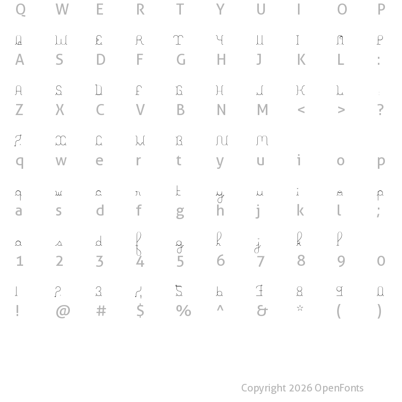 Character Map of A La Nage Light