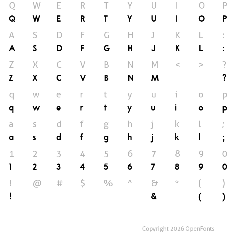 Character Map of A Pompadour Bold Sample Regular