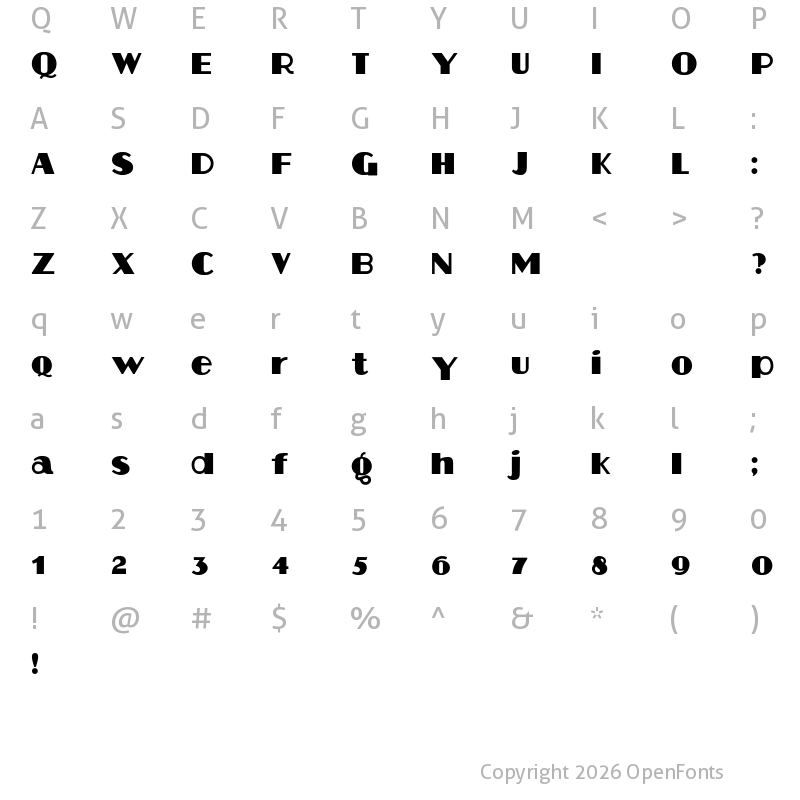 Character Map of Aafia Regular