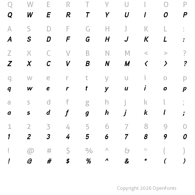 Character Map of Aaux Next Bold Italic