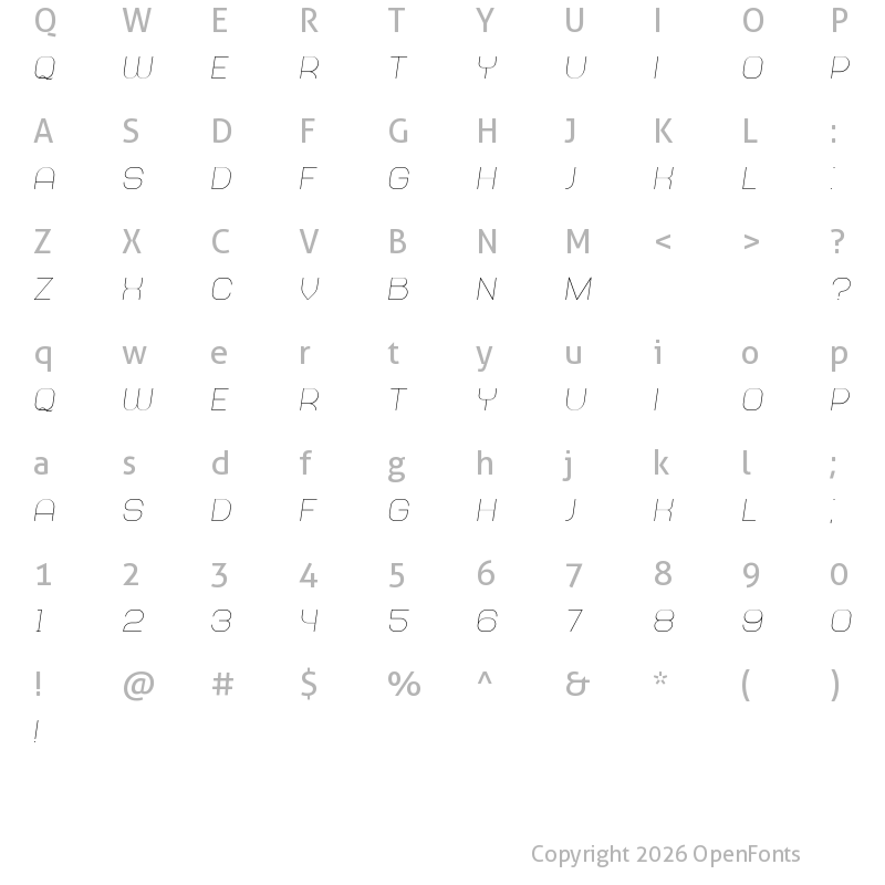 Character Map of Abandoned Italic