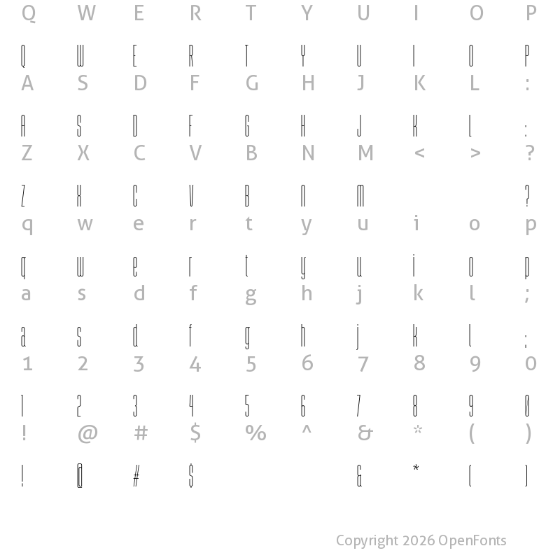 Character Map of Abastina Regular
