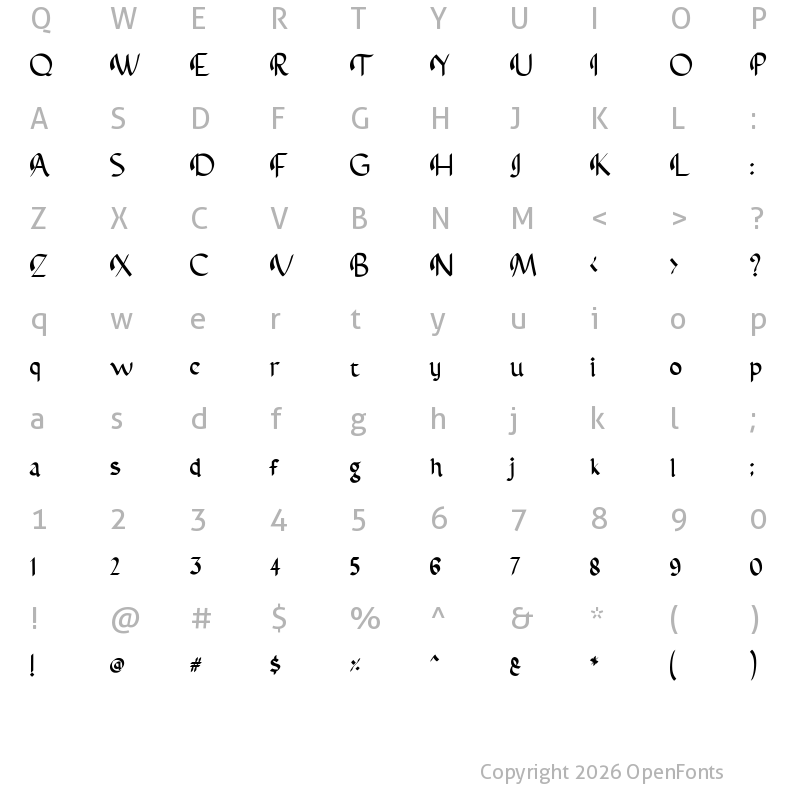 Character Map of Abbasy Calligraphy Typeface Regular