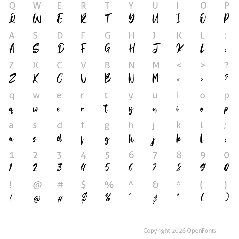 Character Map of Abdullah Regular