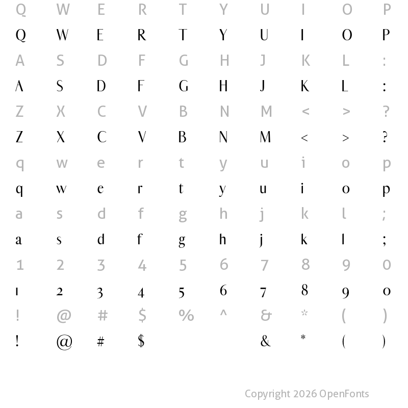 Character Map of Abiah Regular