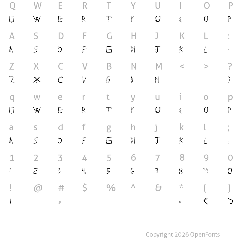 Character Map of About Dead Regular