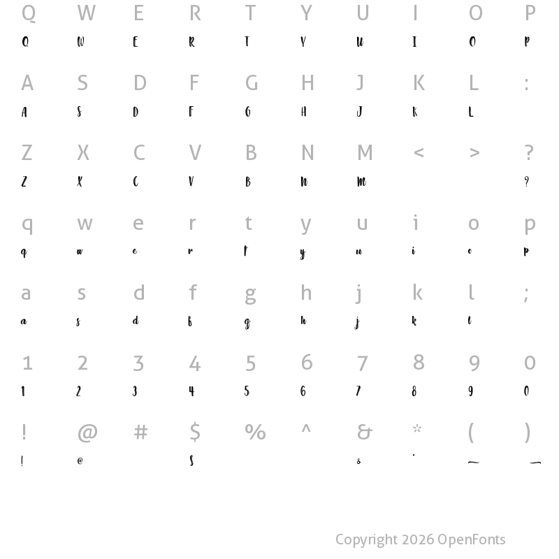 Character Map of Absolute Pink - Personal Use Regular