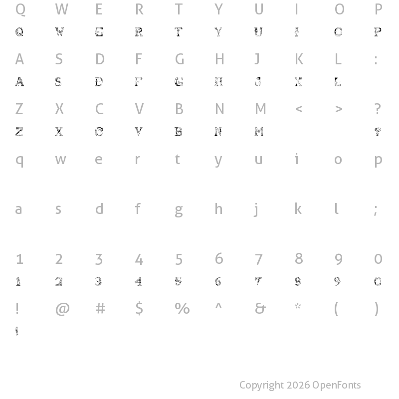 Character Map of Abusive Pencil Regular