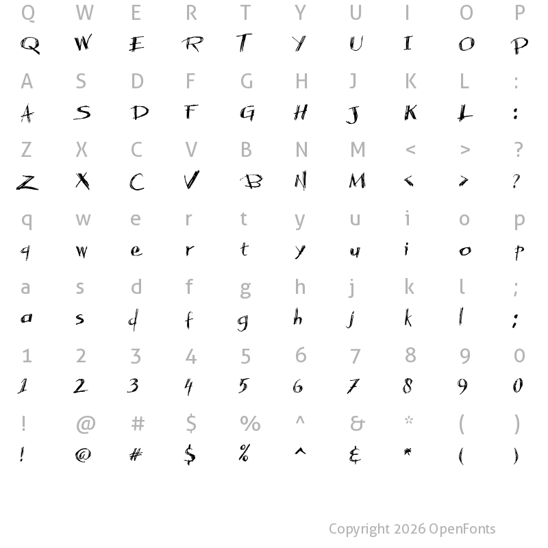Character Map of Acacia 23 Regular
