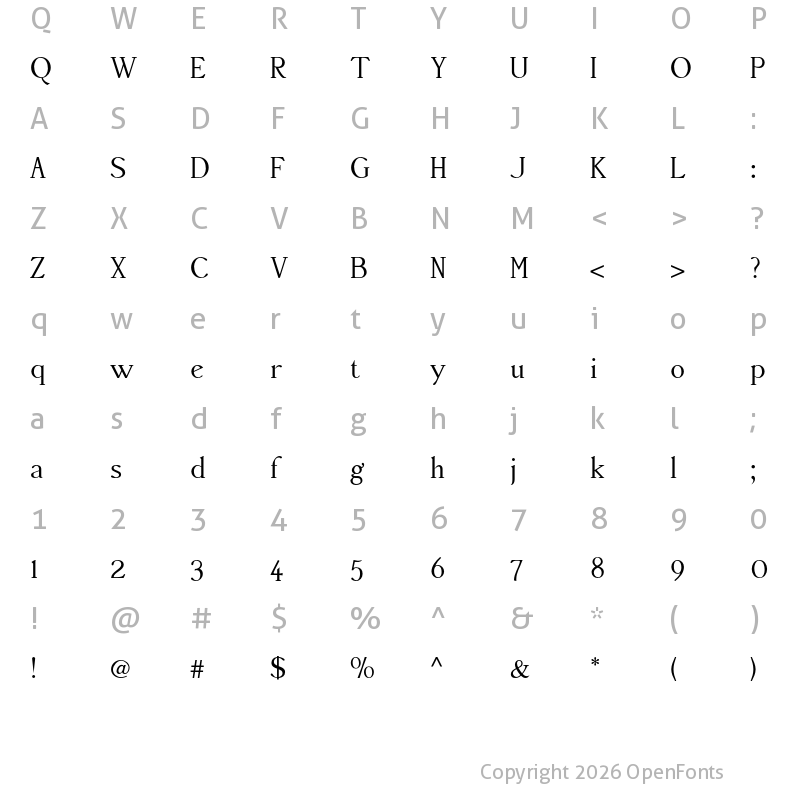Character Map of Accanthis ADF Std No2 Regular