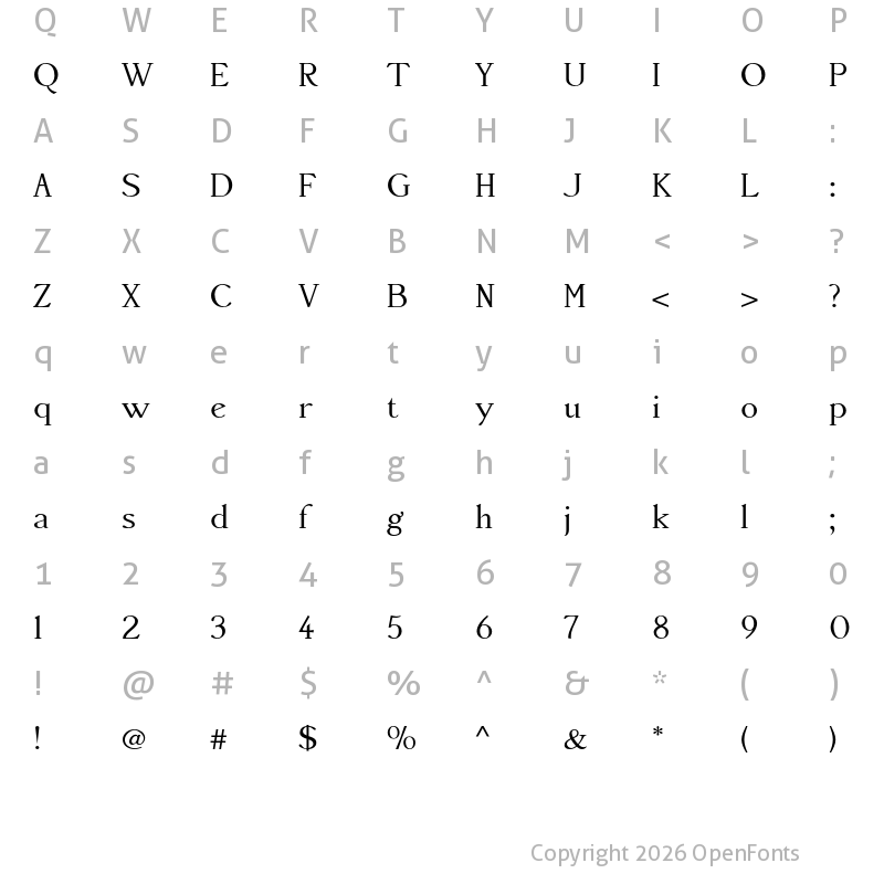 Character Map of Accanthis ADF Std No3 Regular