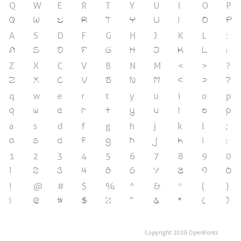 Character Map of Accent Wet Noodle Regular