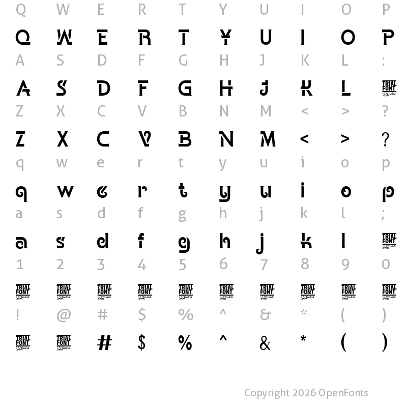 Character Map of ACCESSIBLE CHARACTER DEMO Regular