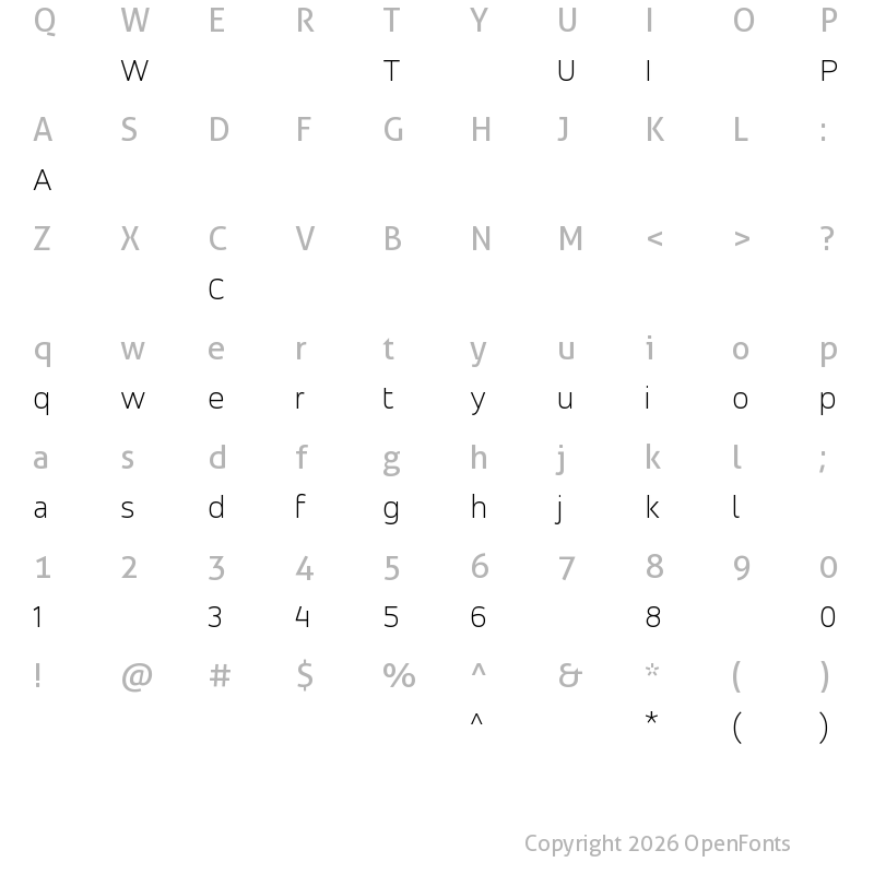 Character Map of Accord-ExtraLight ?