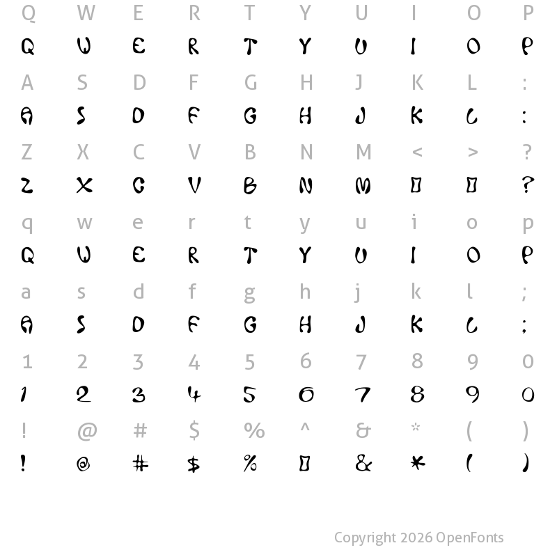 Character Map of Ace Crikey Regular