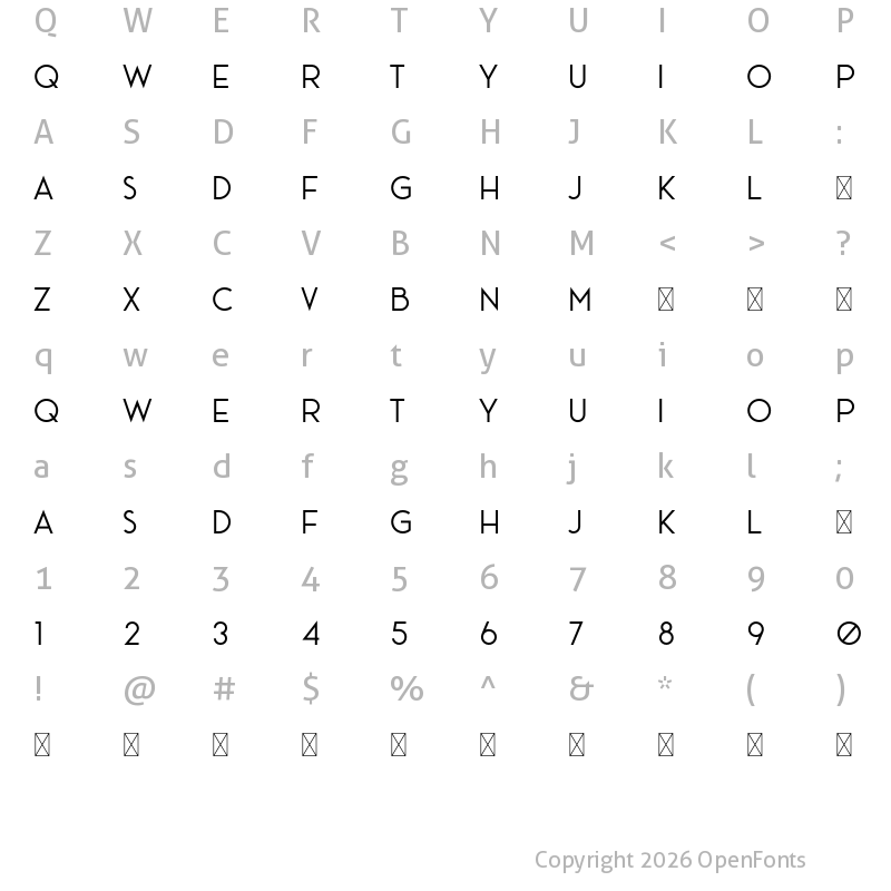 Character Map of Ace Sans FREE