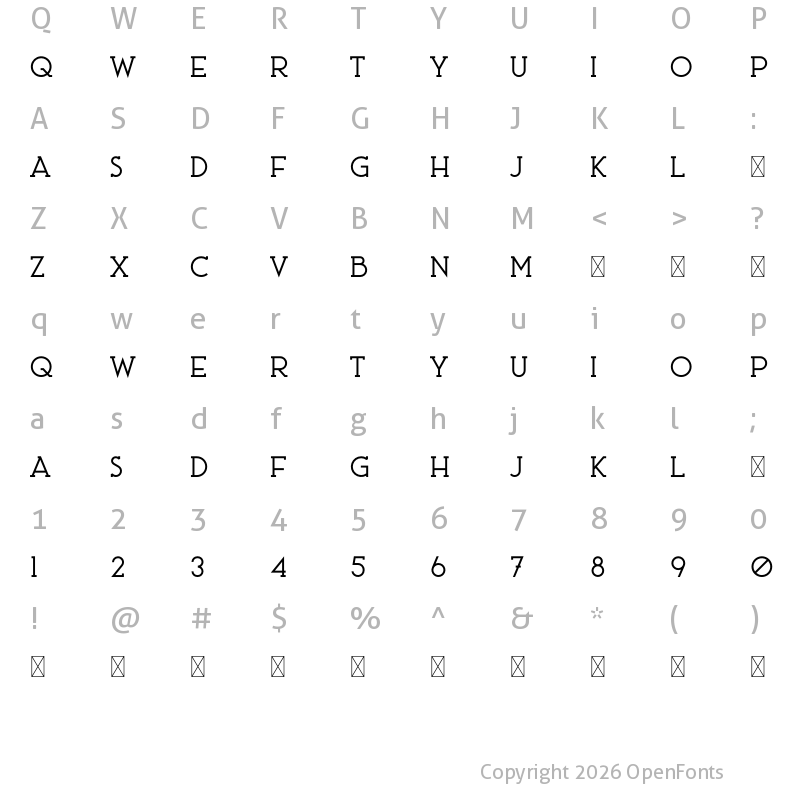 Character Map of Ace Serif FREE