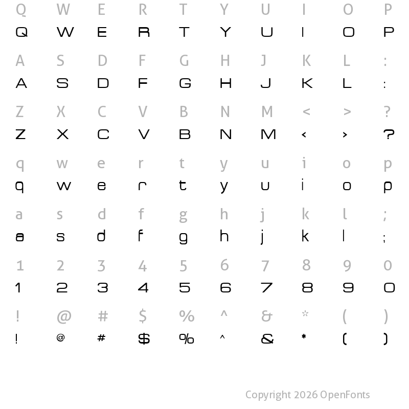 Character Map of Acens Regular