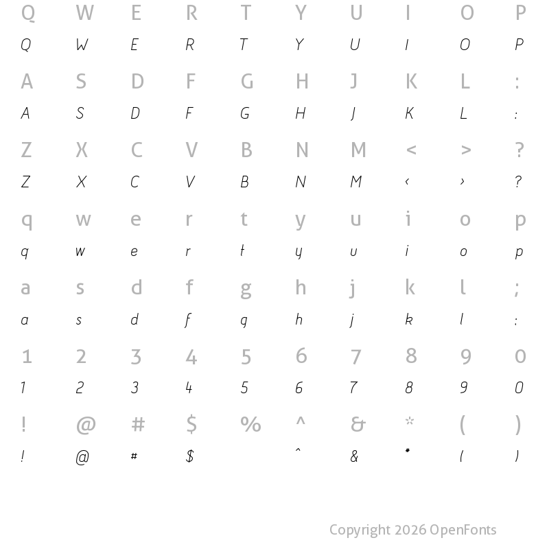Character Map of Acid Italic