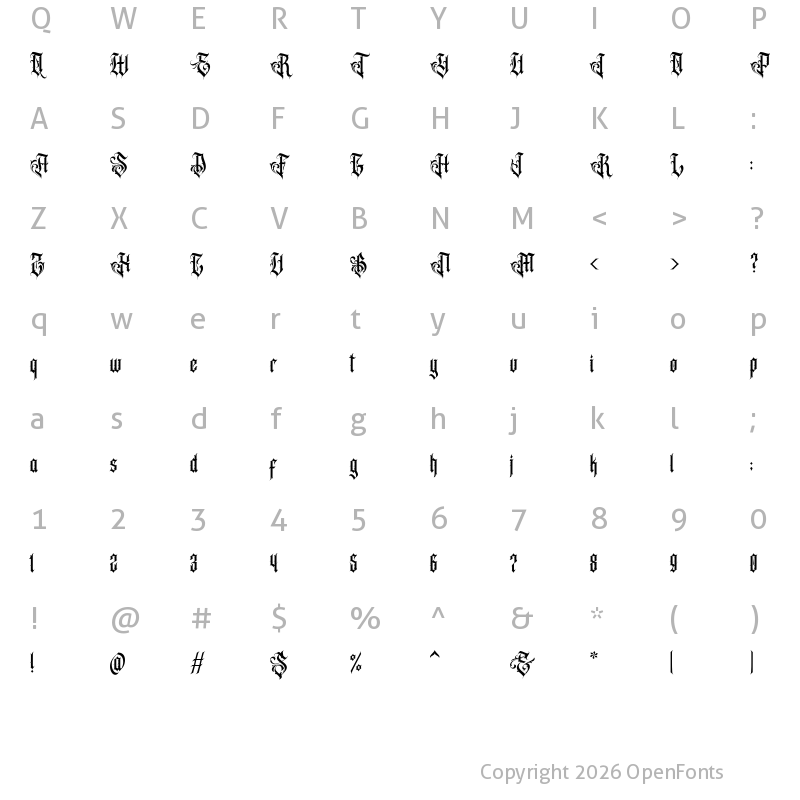 Character Map of Acinonyx Jubatus Personal Use O Regular