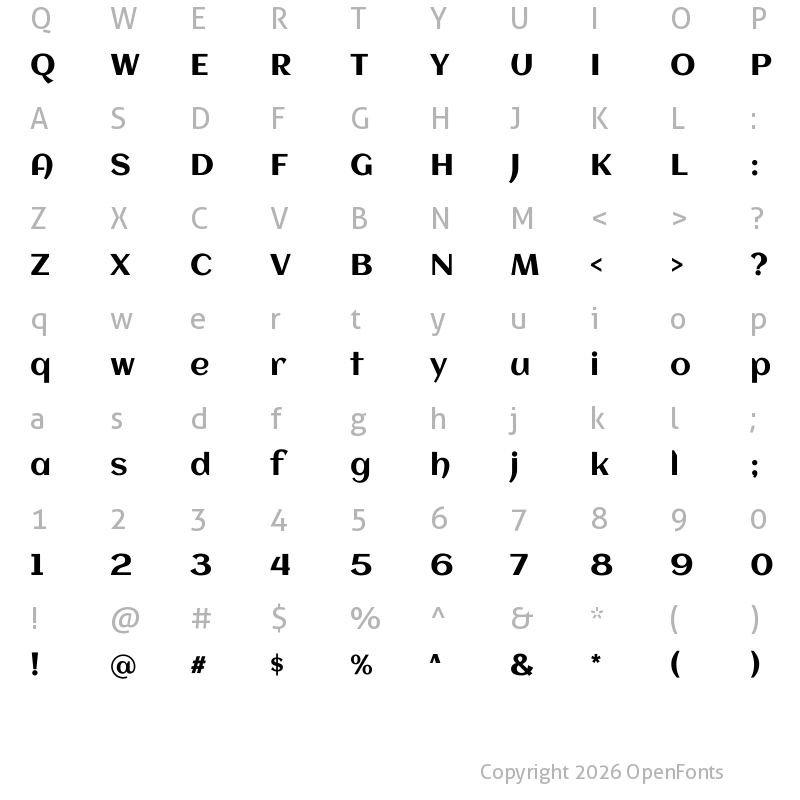 Character Map of Aclonica Regular