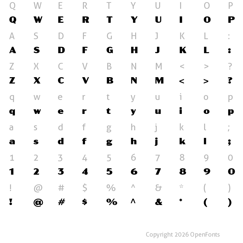 Character Map of Acme Gothic Wide Black