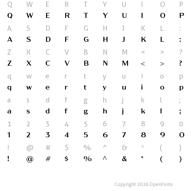 Character Map of Acme Gothic Wide Regular