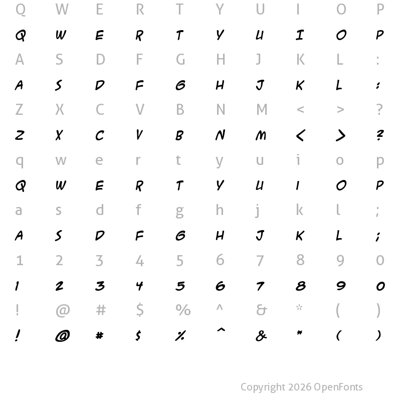 Character Map of ACME Secret Agent BB Bold Italic