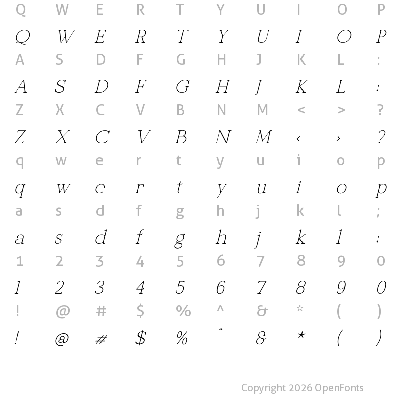 Character Map of Actalou Italic