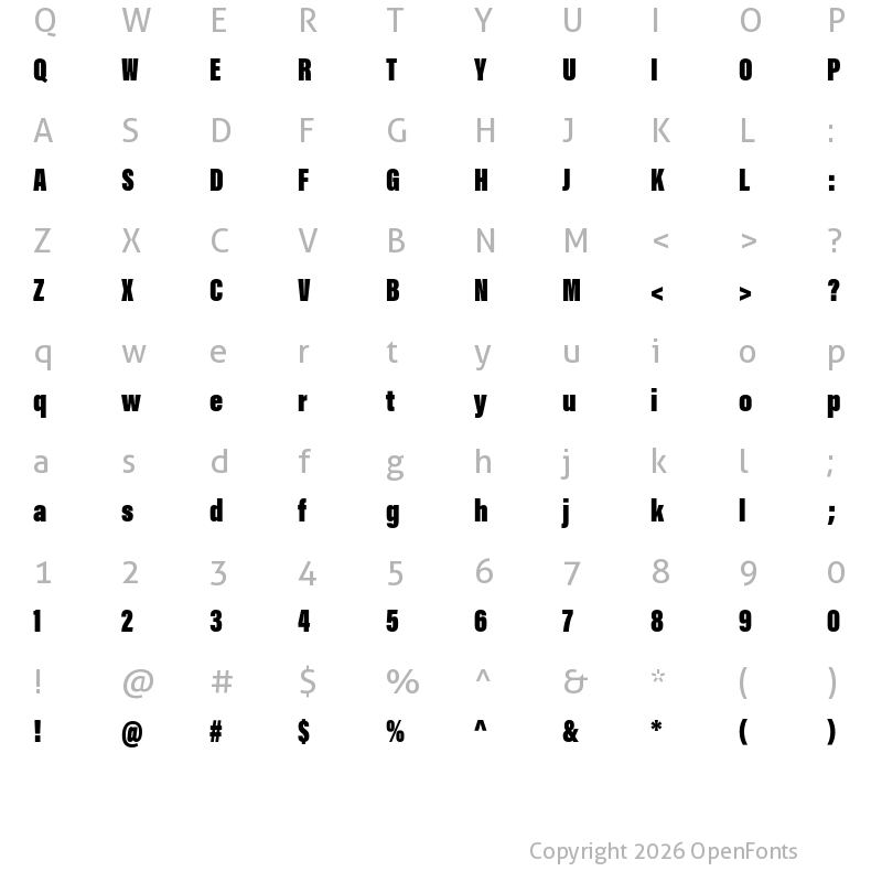 Character Map of Acumin Pro ExtraCondensed Ultra Black