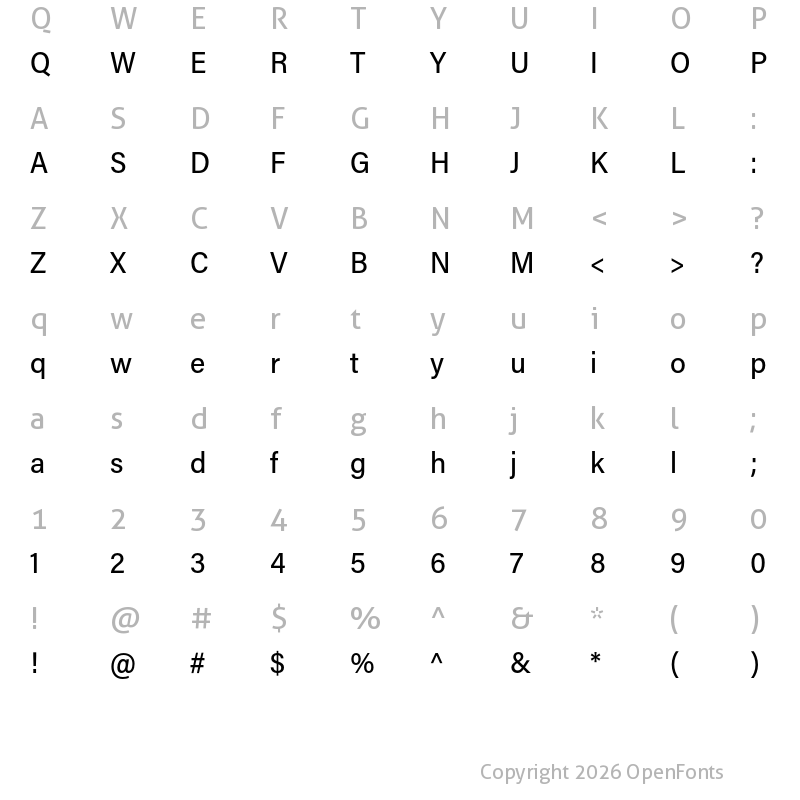 Character Map of Acumin Pro SemiCondensed Medium